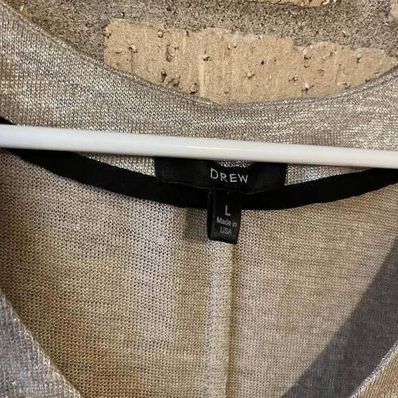 Drew Women's Size L Metallic Gold 100 Linen Belle Blouse Long Sleeve Hippie Y2K - Picture 5 of 7